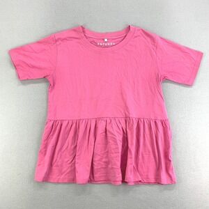 Rotunda Organic Essentials Peplum T-Shirt Womens M Pink Crewneck Organic Cotton